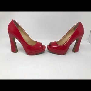 DIVA Lounge Shoes - EUC HOT HOT HOT Red Patten Leather Platforms DIVA Lounge Shoes - EUC HOT HOT HOT Red Patten Leather Platforms